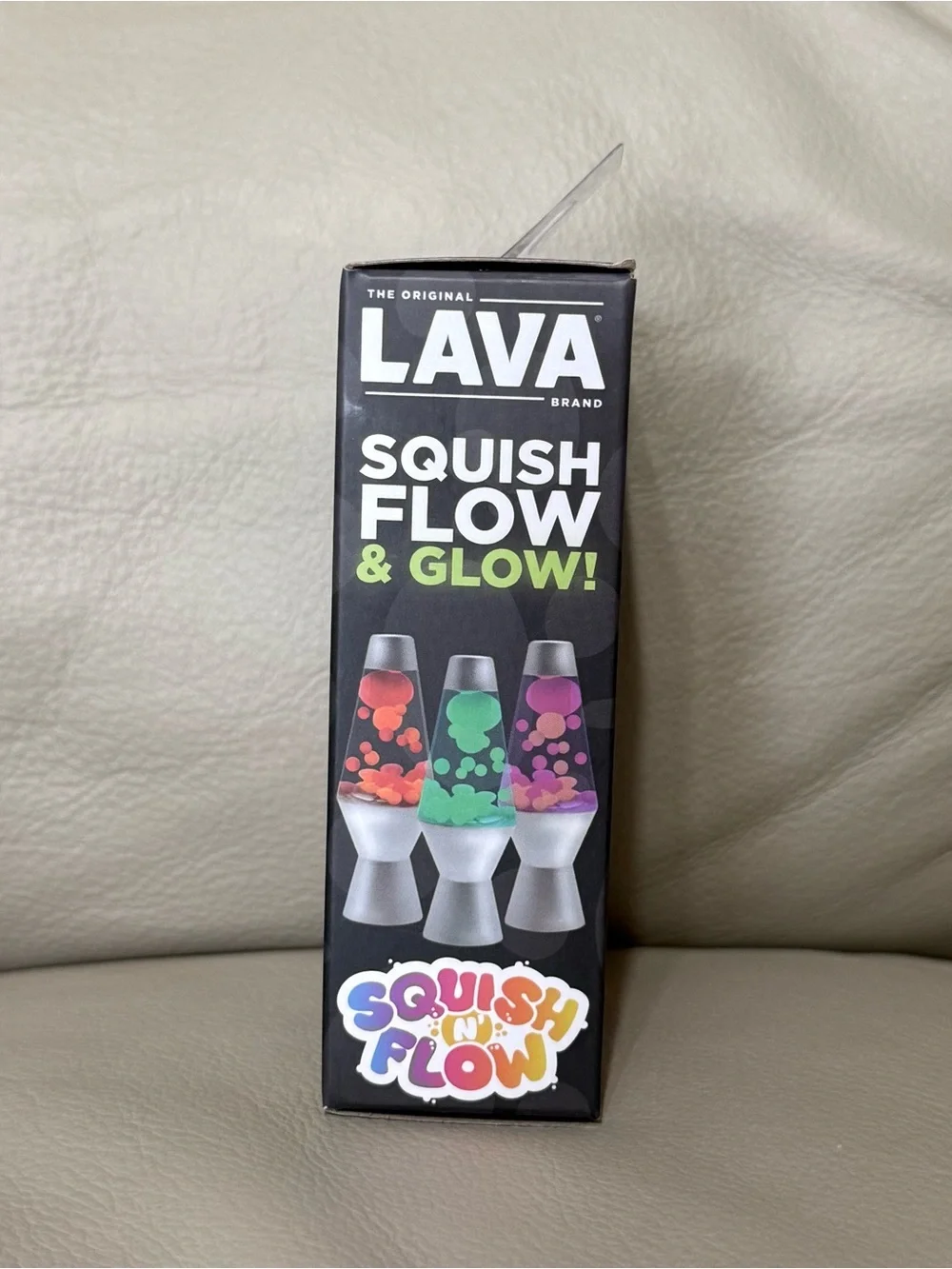 Schylling Lava Lamp Squish N Flow Squishy NeeDoh Glow In The Dark Red Orange